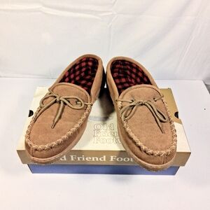 Men's Size 10 Old Friend Footwear 588161 Plaid Red And Black Lined Slippers